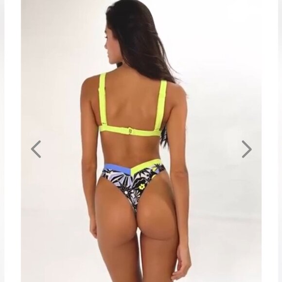 NWT OneOne Swimwear SET Bikini Blue Neon Yellow White Black Jesse Kameron New - Picture 6 of 13